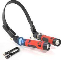Lampe frontale LED rechargeable à double lumière puissante, portable, légère, magnétique, pour le cou, 500LM