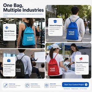 Premium <b>Heavy</b> <b>Duty</b> Canvas Drawstring <b>Backpack</b> with Zipper Pocket for School Sports Teams Custom Logo Gym Sack Pack Bulk - Product Image 6