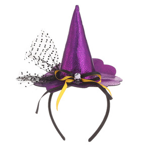 Diadema Sombrero de bruja Banda de aro Sombreros Telaraña para disfraz de fiesta de Halloween Niñas Niños Mujeres Mini Sombrero de copa Decoración de diadema - Product Image 5