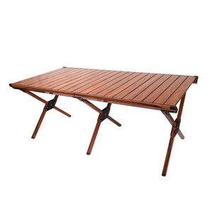 Mesa Plegable de Aleación de Aluminio para Exteriores, Color Nogal, Rectangular, Base Cruzada, Portátil, para Campamento, Picnic, Barbacoa - Product Image 4