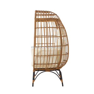 Silla de mimbre de jardín Silla de huevo Silla de ocio de ratán sintético Patio al aire libre Tumbona - Product Image 3