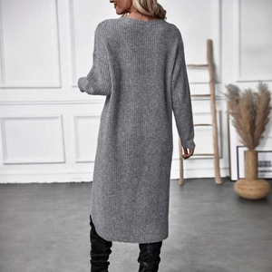 2025 Vintage malha estilo coreano camisola vestido outono casaco longo das mulheres com botão solto <span class=keywords><strong>Cardigan</strong></span> decorado para desgaste da praia - Product Image 5