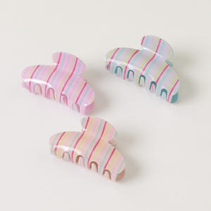 กิ๊บติดผมแฟชั่นผู้หญิง ดีไซน์ใหม่ ขนาด 8 ซม. ลายทางใสสไตล์ลูกกวาด ทำจากอะซิเตท น่ารักหวานๆ อุปกรณ์เสริมผม - Product Image 2