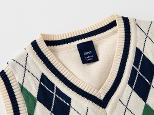 <span class=keywords><strong>Pull</strong></span> tricoté pour garçon personnalisé en usine Gilet <span class=keywords><strong>pull</strong></span> en tricot pour enfants à col en V - Product Image 3