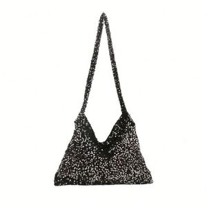 Vintage Chain Women's Lady-Style Fashion <b>Handbag</b> <b>Sequin</b> Embroidery With Zip Closure Woven Shoulder Bag - Product Image 1