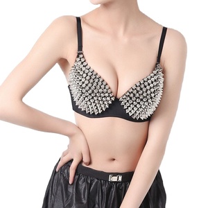<span class=keywords><strong>Soutien</strong></span>-<span class=keywords><strong>gorge</strong></span> push-up sexy en maille grise métallique avec rivets, style clubbing Gaga, pour femmes, lingerie punk - Product Image 1