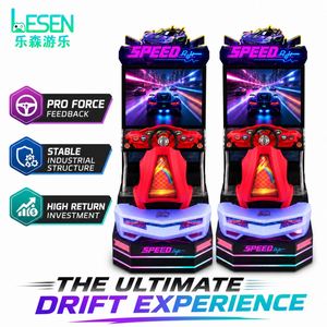 Machine de course de drift 2 joueurs à retour de force, avec volant et siège dynamique à mouvement, pour jeu d'arcade de course - Product Image 1