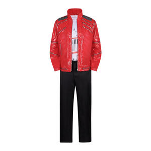 Nuevo Producto, Traje <span class=keywords><strong>de</strong></span> Lentejuelas para Hombre, Ropa <span class=keywords><strong>de</strong></span> <span class=keywords><strong>Baile</strong></span> MJ, Colores Rojos Brillantes, Chaqueta y Pantalones Vintage <span class=keywords><strong>de</strong></span> Michael Jackson, Conjunto <span class=keywords><strong>de</strong></span> Disfraz Cosplay - Product Image 2