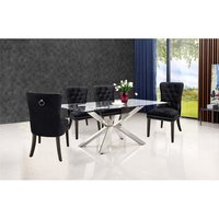 Chaises de salle à manger avec dossier en velours nordique, sièges de luxe, bagues avec jambes en bois, vente en gros, 9 pièces