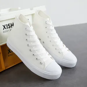 XRH Fashion DIY No-Size donna vulcanizzato piatto Casual Classic Up High Top scarpe di tela Blank White Black Sneakers per uomo