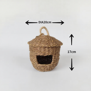 Natuurlijke Kolibrie Geweven Zeegras Nest Hangende Vink Vogel Gras Hut Vogelhut Vogelhuisje Vogelhuisje Voor Tuin - Product Image 4