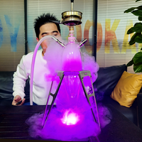 Chicha en verre borosilicate de luxe, résistante à la chaleur, avec éclairage LED, ensemble chicha en verre
