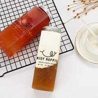 Vente en gros usine – Gobelet carré 500 ml en PET transparent à double paroi avec bouchon à vis, personnalisable et recyclable pour jus et café froid