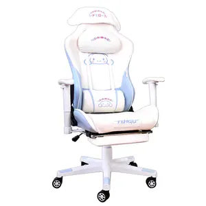 Silla de tocador blanca, silla giratoria de piel sintética, bonita silla de  oficina sin brazos, sillas de maquillaje rodantes para adolescentes