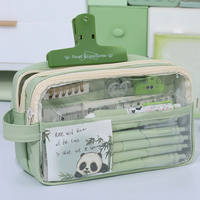 Étudiants Junior High School Trousse À Crayons Japonais Simple Papeterie Sac Sac De Rangement 5 Couches Grande Capacité Transparent Stylo Cas