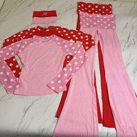 Ensembles de vêtements pour femmes, leggings de détente, imprimé à pois, logo personnalisé, chemises en coton de haute qualité, pantalons évasés, ensembles de vêtements de détente pour femmes