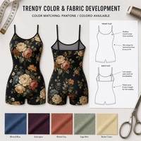 Combinaison de yoga personnalisée certifiée GRS, imprimé floral hawaïen recyclé, 87% nylon 13% élasthanne, séchage rapide, combinaison une pièce pour la gym