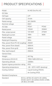 Sistema de Almacenamiento de Energía Solar Híbrido BESS en Contenedor Industrial y Comercial con Batería de Litio Longi Todo en Uno de 261.24kWh y 125kW - Product Image 4