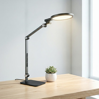 Lámpara de Escritorio LED Ajustable con Salidas USB y USB-C, 5 Modos de Color, Memoria y Luz Nocturna para Comercios