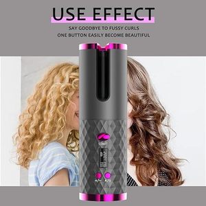 Nouveau fer à friser automatique sans fil USB en céramique portable, mini fer à friser rechargeable sans fil, température LCD, PTC rotatif, fer à friser automatique - Product Image 4
