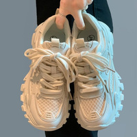 Baskets robustes à plateforme dentelée pour femme, Triple Black, style Trail Dad Shoes, en maille respirante, pour le sport et l'extérieur, MOQ 1