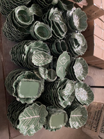Assiettes en céramique gaufrées vertes, vaisselle peinte, plats de dîner, meilleur service, ensemble de vaisselle en porcelaine