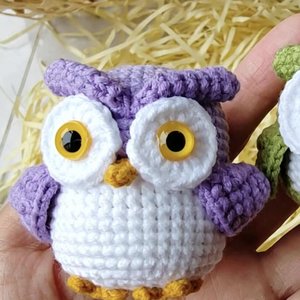 Porte-clés <span class=keywords><strong>hibou</strong></span> miniature mignon, jouet en peluche crocheté à la main, pendentif décoratif - Product Image 5