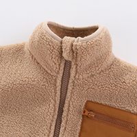 Manteau d'hiver chaud pour garçons LittleSpring, en sherpa polaire, à capuche, col brodé, motif color-block, fermeture éclair intégrale