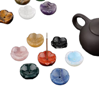 Support d'encens Feng Shui en cristal coloré sculpté en forme de fleur, pierres précieuses curatives, écologique, pour aromathérapie DIY et énergie