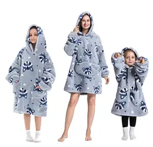 Boy Shu Velveteen sıcak battaniye yetişkinler için kış rahat Hoodie çocuklar tulumları