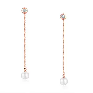 316L Stainless Steel新最新の女性のジュエリーロングドロップ真珠のイヤリングのデザイン