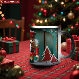 Frosted Black 11oz Ceramic Heat Activated Color Changing Coffee Mug With <b>Nutcracker</b> Christmas Design - Product Image 2