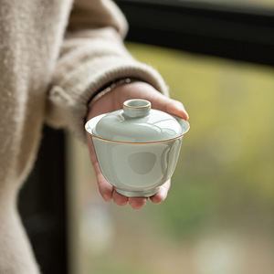 Guanlan Gaiwan <b>Teacup</b> Porcelain With Lid Bell Shaped Covered Bowl For Kung Fu Tea Set Household Use - Product Image 3