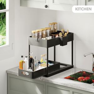 Multi Function 2 Tier Under Sink Organizers and <b>Storage</b> <b>Kitchen</b> <b>Storage</b> <b>Rack</b> 2 Pack Under Sink Organizer - Product Image 3