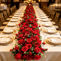 J178 Chemin de table en fleurs artificielles roses, centre de table de mariage, rangée de fleurs en soie pour la décoration de réceptions de mariage aux États-Unis