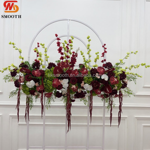 SMOOTH New Trend Burgundy Anthurium <b>Hydrangea</b> Phalaenopsis Flower Runner Wedding Centerpiece Floor Flower Row - Product Image 3