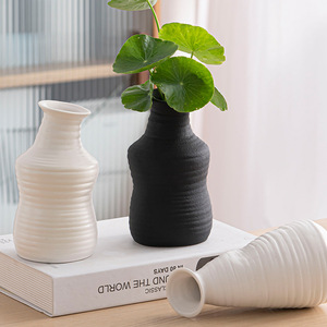 Black Rustic Farmhouse Style Small Ceramic Vase With Hydroponic Function for Living Room Desktop Dried Fresh <b>Flower</b> <b>Display</b> - Product Image 2