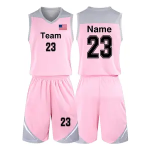 Desain kustom pakaian basket cetak setelan seragam celana pendek Pria Wanita pakaian olahraga sublimasi latihan kaus basket