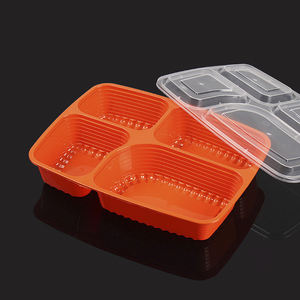 Blister en plastique en gros Emballage à emporter Boîte à déjeuner Récipient alimentaire jetable 3 compartiments Boîte à bento alimentaire avec couvercle - Product Image 3