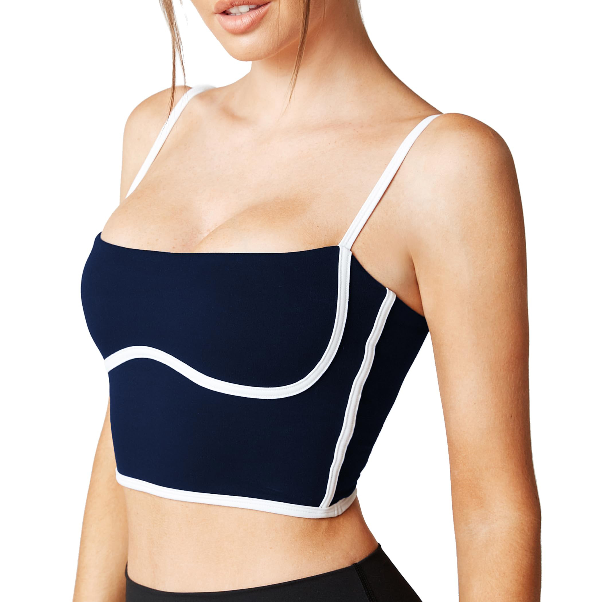 OEM Adjustable Strap Double Layer Contrast Color Crop Tops Workout Fitness Basic Padded Yoga Woman Sports Bra