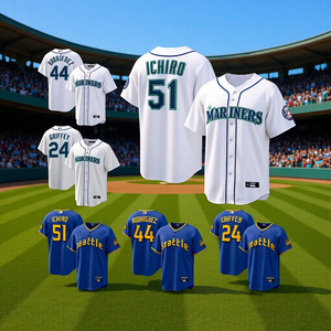 Broderie personnalisée en gros 2026 Seattle Mariners # 24 # 22 Maillot de baseball à manches courtes en maille poly unisexe adulte EU/US - Product Image 2