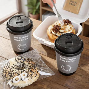 ETpack Tasses à café en papier personnalisées <span class=keywords><strong>Gobelets</strong></span> à café en papier jetables à double paroi en argent mat avec couvercles Tasses à café jetables avec couvercles - Product Image 3