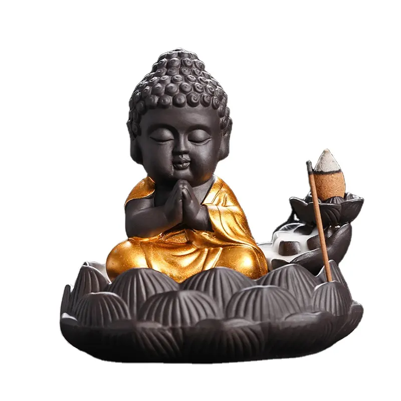 Ywbeyond - Porta-incenso de cerâmica para decoração de mesa, incensário religioso de Buda, freio de cachoeira, suporte para queimador de incenso