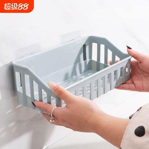 Étagère suspendue minimaliste en plastique 26x12x9 cm, panier de rangement multifonction pour cuisine, fixation murale sans perçage - Product Image 4