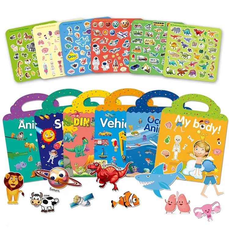 Children Printing Service Designs Gift 2-5 Preschool Learning Toy Custom Reusable Activity Educational Sticker Books For Kids