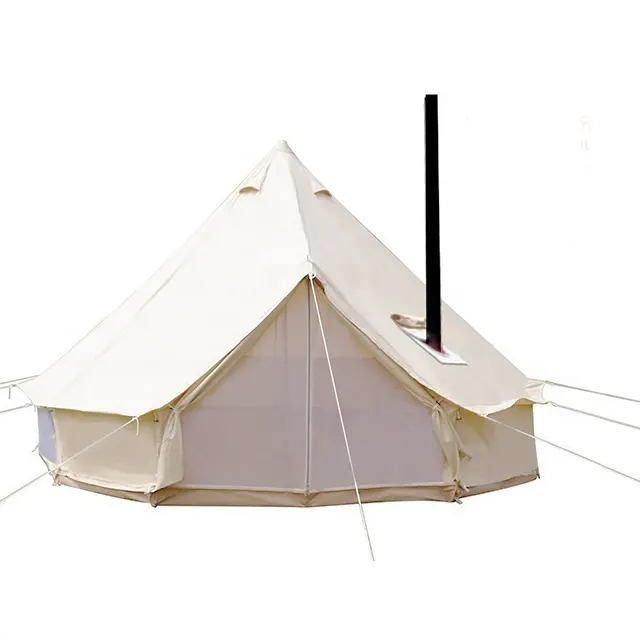 DANCHEL OUTDOOR Flamm hemmendes Camping glocken zelt aus Oxford-Stoff mit Doppel ofen jacke, Loch mit 10cm Durchmesser