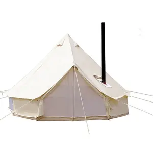 Danchel Outdoor Vlamvertragende Oxford Stof Camping Bell Tent Met Dubbele Kachel Jas, 10Cm Diameter Gat