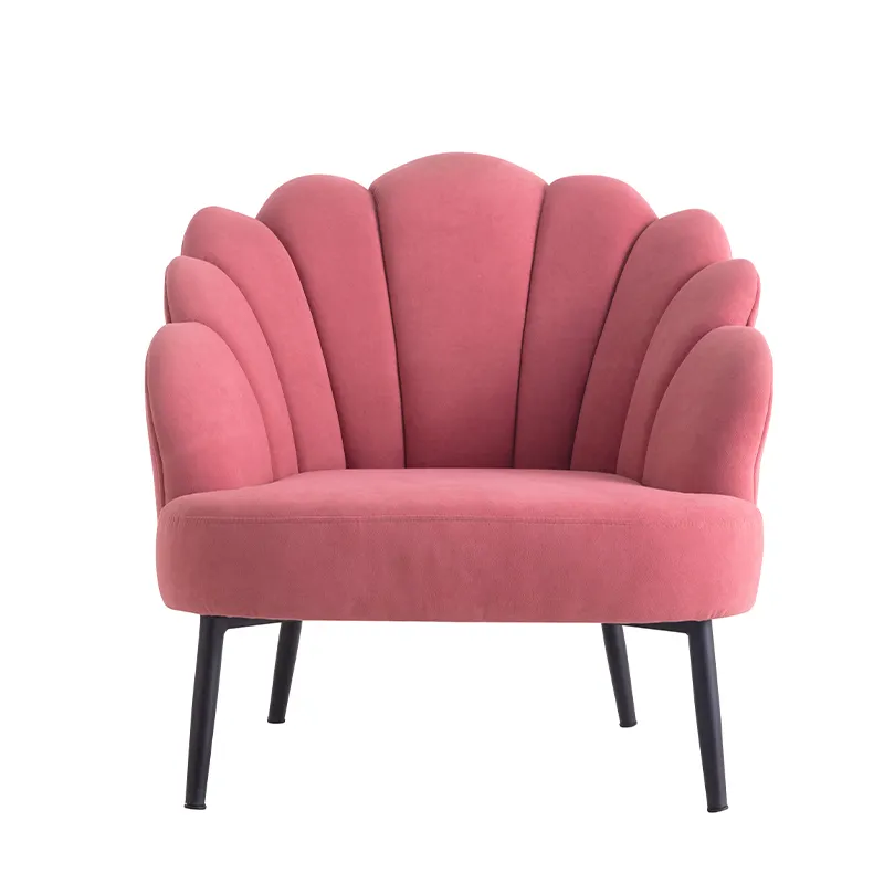 Fauteuil simple de luxe en velours rose nordique, fauteuil de style nordique, simple
