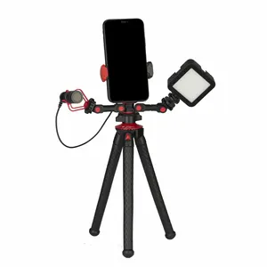 Fotopro Portable Smartphone Tripod Vlogging Kit Video Conference Lighting Kit With Microphone