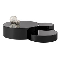 Table basse moderne simple de luxe léger, combinaison haute et basse, table ronde minimaliste en acier inoxydable et verre trempé